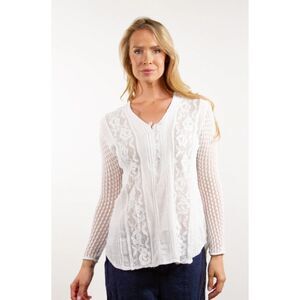 100% Peruvian Cotton Caamano Top Sz L Lace Crochet Fairycore Boho Witchy